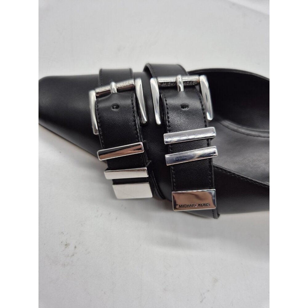 Michael Kors Women's Shoes Size 6 Darrington Kitten Heel Mules Black Leather 373 - Picture 9 of 14